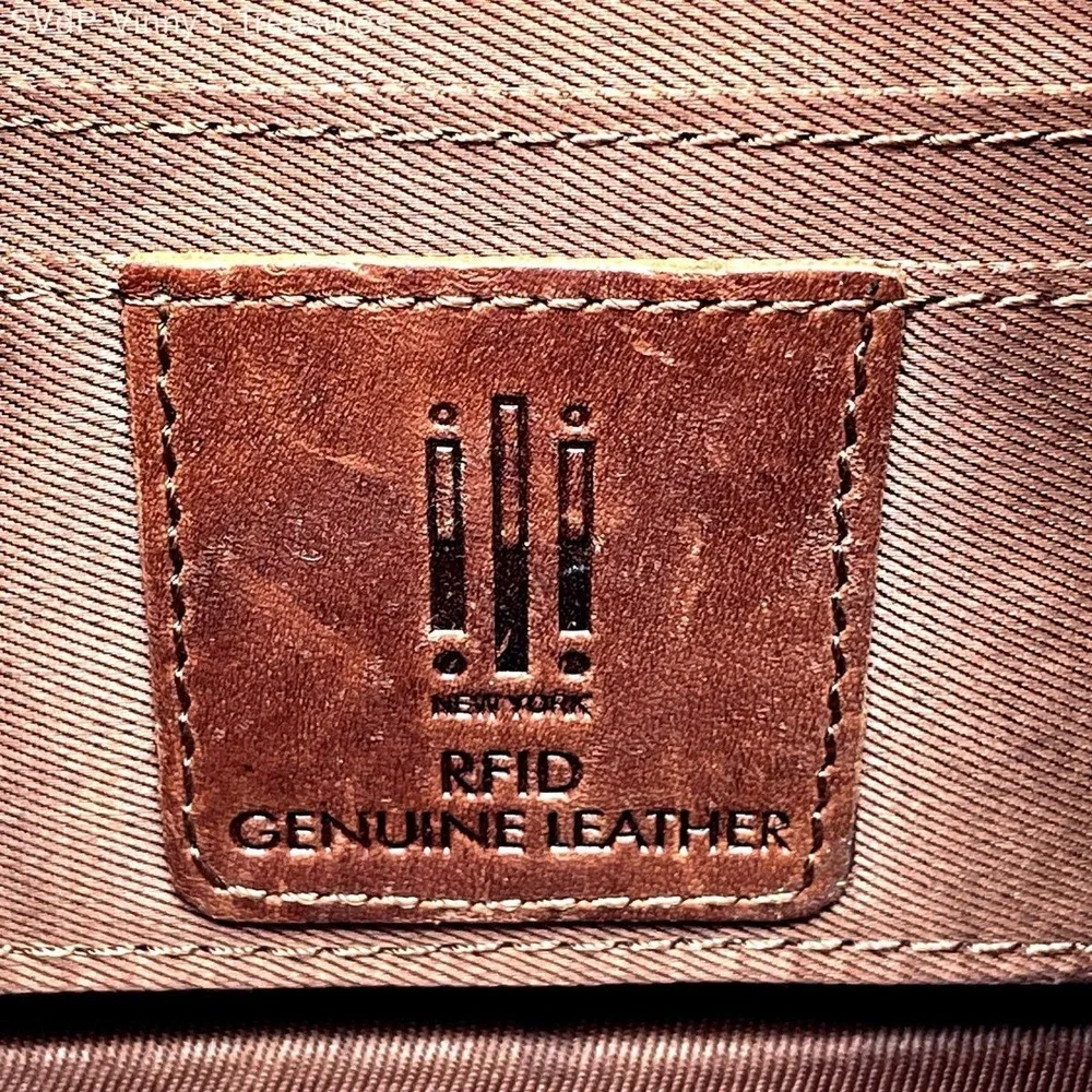 Vintage III New York Brown Leather Crossbody Bag RFID Buckle Flap Small